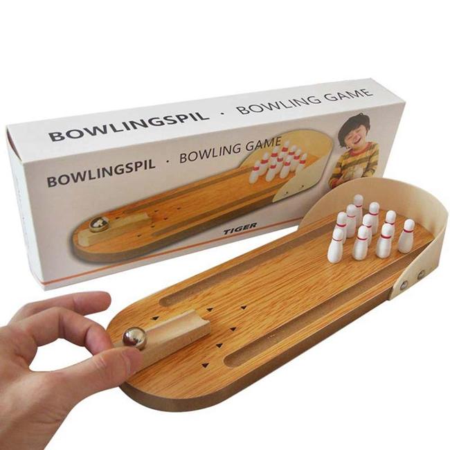 Mini Wooden Toys Desktop Bowling Game Indoor Interactive Table Toy Funny Kids and Adults Wooden Game